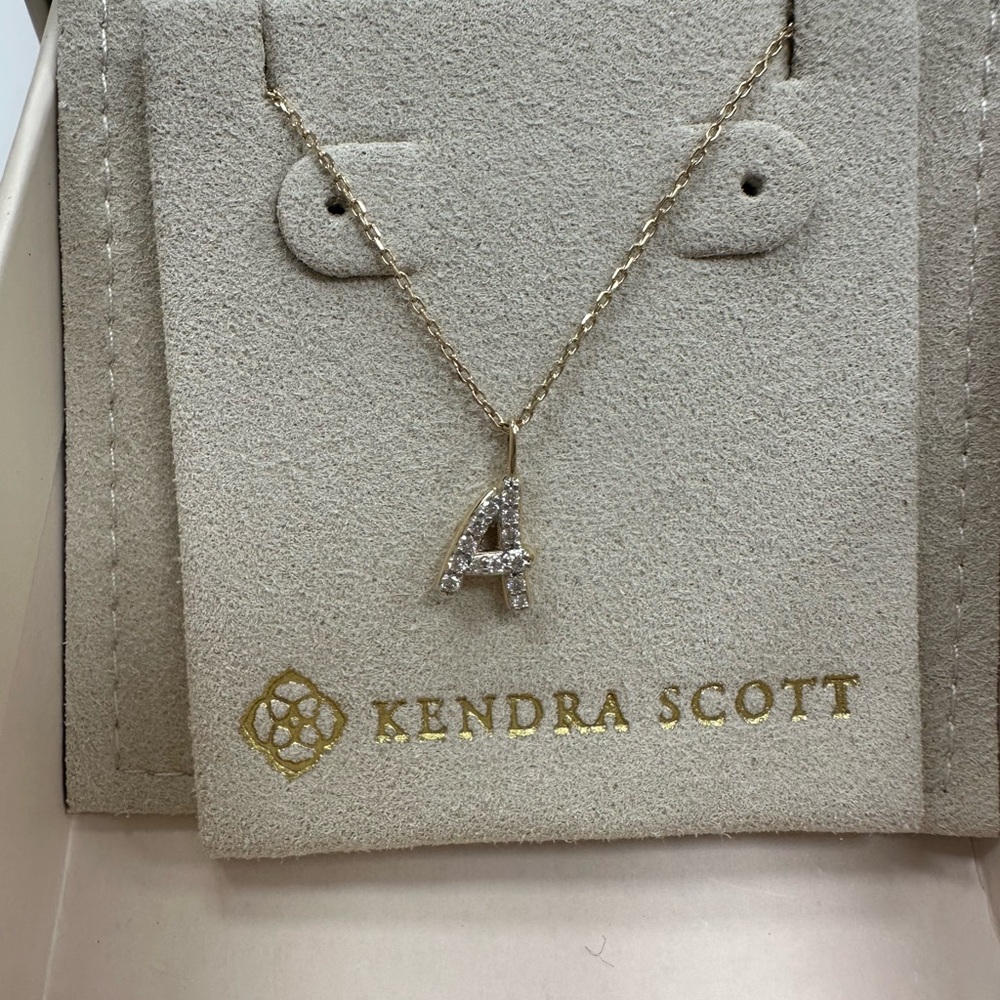 Kendra Scott Diamond Letter A Pendant Necklace in 14k Yellow Gold